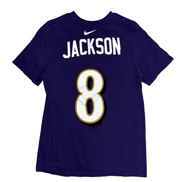 Nike Men's Baltimore Ravens Lamar Jackson #8 Purple T-Shirt - Picture 2 of 3